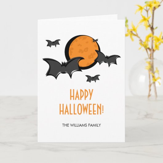 こうもりとムーンハロウィングリーティングカード カード (黄色い花)