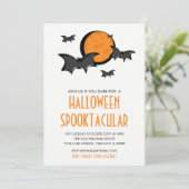 こうもりとムーンハローウィンパーティ招待状カード 招待状 (スタンド正面)