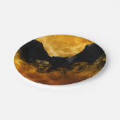 こうもりと収穫ムーン秋ブラックイエローエレガント ペーパープレート (アングル)