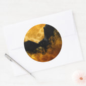 こうもりと収穫ムーン秋ブラックイエローエレガント ラウンドシール (封筒)