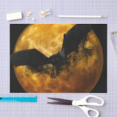 こうもりと収穫ムーン秋ブラックイエローエレガント 薄葉紙 (クラフト)