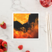 こうもりと収穫ムーン秋ブラックオレンジエレガント スタンダードカクテルナプキン (インサイチュ)