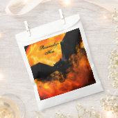 こうもりと収穫ムーン秋ブラックオレンジエレガント フェイバーバッグ (クリップ留めされた状態)