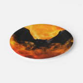 こうもりと収穫ムーン秋ブラックオレンジエレガント ペーパープレート (アングル)