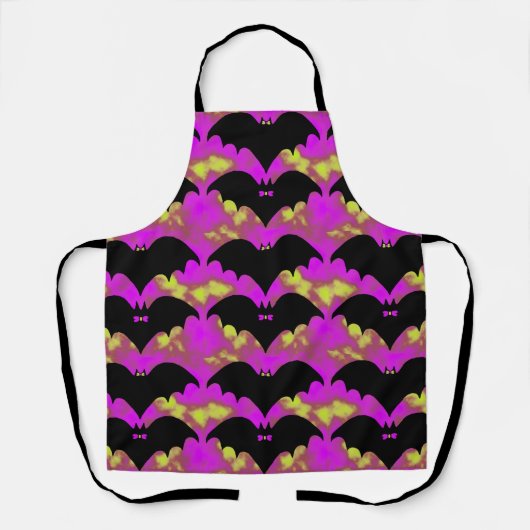 こうもりと弓ピンク黄色 エプロン (正面)