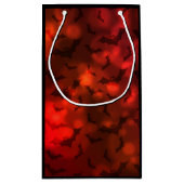 こうもりと月のパターン赤と黒 スモールペーパーバッグ (裏面)