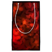 こうもりと月のパターン赤と黒 スモールペーパーバッグ (正面)