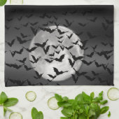 こうもりと満月ハロウィーン キッチンタオル (折り畳み)