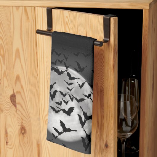 こうもりと満月ハロウィーン キッチンタオル (三つ折り)