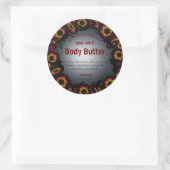 こうもりと花ハロウィーンゴシック体バター ラウンドシール (バッグ)