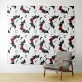 こうもりと赤いハートと小さなこうもりシルエット タペストリー (インサイチュ(横))