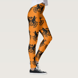こうもりと黒猫ハロウィーンレギンスパーティーパンツ レギンス