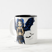 こうもりによってはマグのゴシック様式妖精のこうもりが飛びます ツートーンマグカップ (正面左)