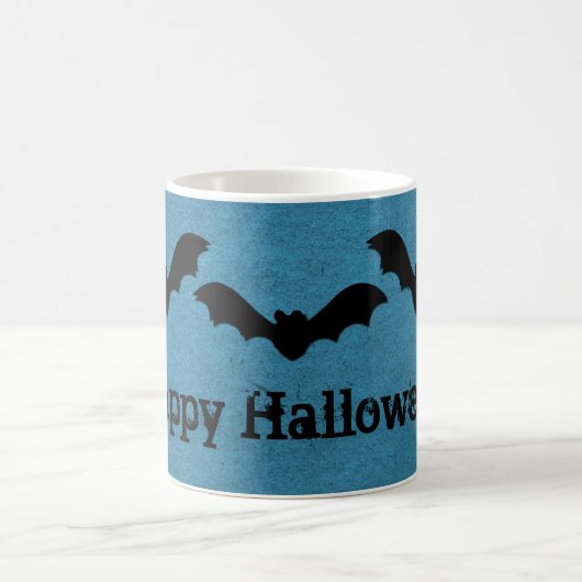こうもりのトリオHalloween Mug、ダークブルー コーヒーマグカップ (中央)