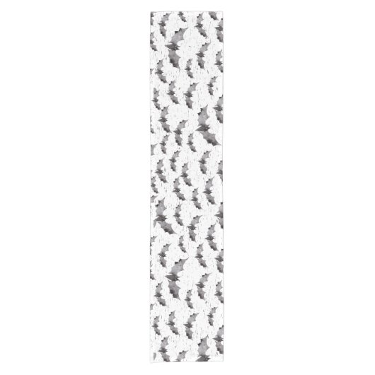 こうもりのハロウィンのかわいい白黒休日 ショートテーブルランナー (正面)