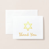 こうもりのバー（ユダヤ教の）バル・ミツバーダビデの星は金ゴールド感謝していしています 箔カード (封筒付き正面)