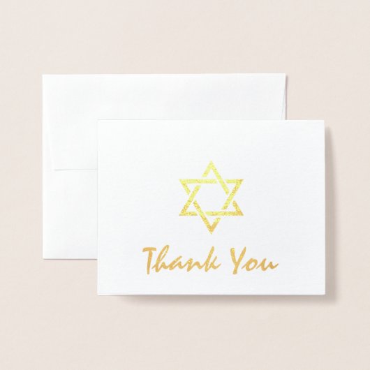 こうもりのバー（ユダヤ教の）バル・ミツバーダビデの星は金ゴールド感謝していしています 箔カード (封筒付き正面)