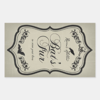 こうもりのファーハロウィーンの瓶のステッカーラベル 長方形シール