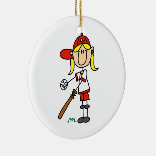 こうもりの女の子の棒の姿の野球のギフトでの上 セラミックオーナメント (右)