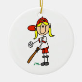 こうもりの女の子の棒の姿の野球のギフトでの上 セラミックオーナメント (正面)