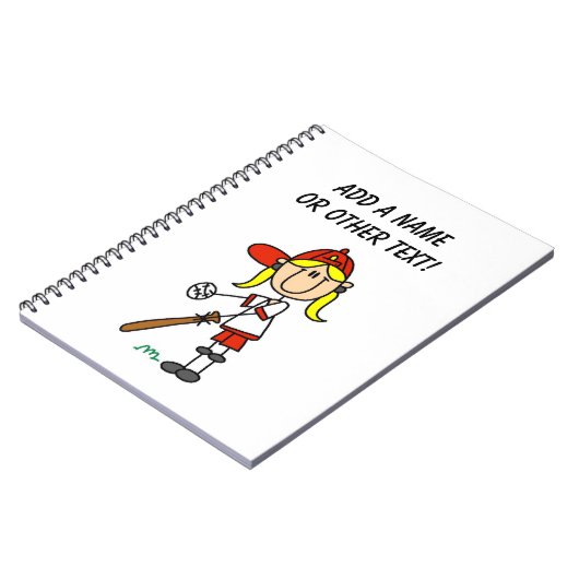 こうもりの女の子の棒の姿の野球のギフトでの上 ノートブック (左側)