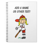 こうもりの女の子の棒の姿の野球のギフトでの上 ノートブック (正面)