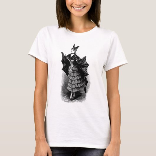 こうもりの女の子のSteampunkのビクトリアンなワイシャツ Tシャツ (正面)