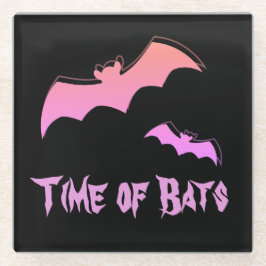 こうもりの時間 – ピンク&パープル抽象芸術アーポップ・アートのト ガラスコースター