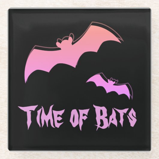 こうもりの時間 – ピンク&パープル抽象芸術アーポップ・アートのト ガラスコースター (正面)