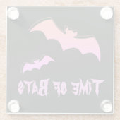 こうもりの時間 – ピンク&パープル抽象芸術アーポップ・アートのト ガラスコースター (裏面)