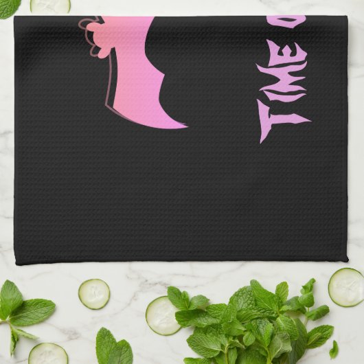 こうもりの時間 – ピンク&パープル抽象芸術アーポップ・アートのト キッチンタオル (折り畳み)