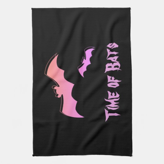 こうもりの時間 – ピンク&パープル抽象芸術アーポップ・アートのト キッチンタオル (縦)