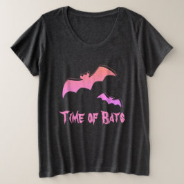 こうもりの時間 – ピンク&パープル抽象芸術アーポップ・アートのト プラスサイズTシャツ