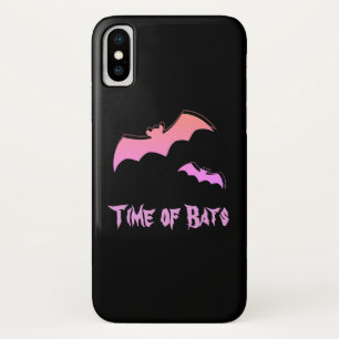 こうもりの時間 – ピンク&パープル抽象芸術アーポップ・アートのト iPhone X ケース