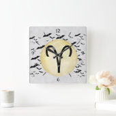 こうもりの月の牡羊座 スクエア壁時計 (ホーム)