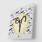 こうもりの月の牡羊座 スクエア壁時計 (傾斜)