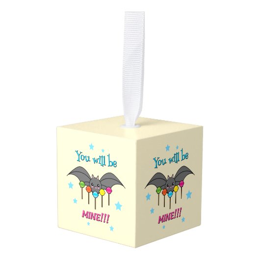 こうもりの渇望棒つきキャンデー – あなたは私のものになる キューブオーナメント (正面アングル)