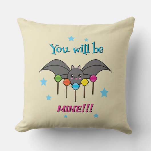 こうもりの渇望棒つきキャンデー – あなたは私のものになる クッション (正面)