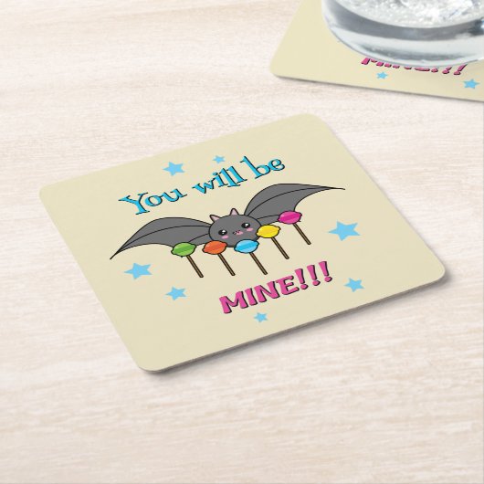 こうもりの渇望棒つきキャンデー – あなたは私のものになる スクエアペーパーコースター (アングル)