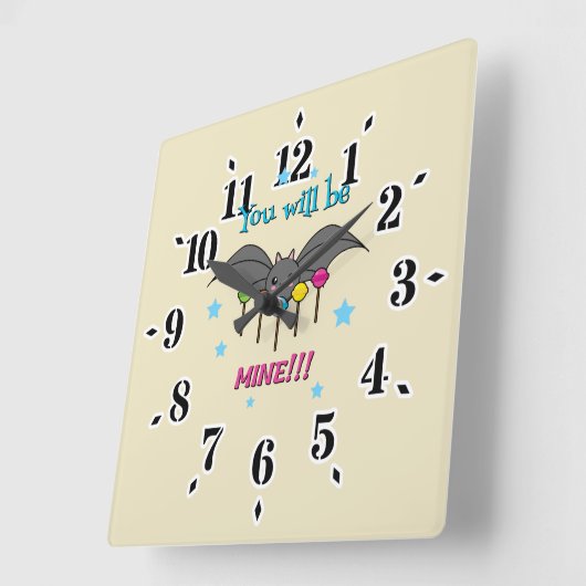 こうもりの渇望棒つきキャンデー – あなたは私のものになる スクエア壁時計 (傾斜)
