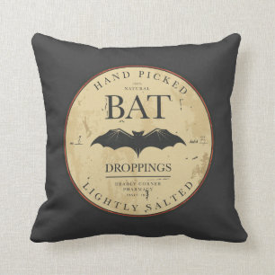 こうもりの糞のヴィンテージのハロウィンのラベル クッション