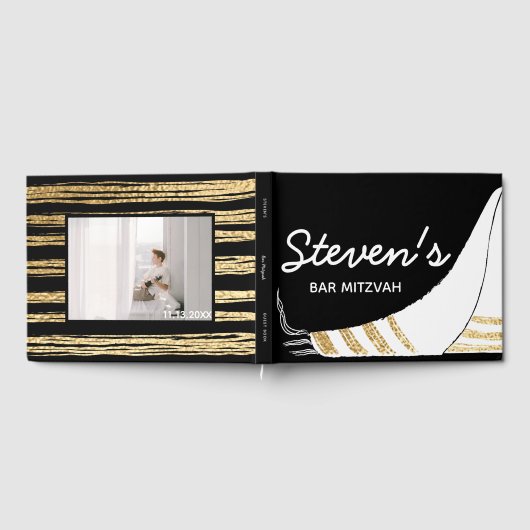 こうもりまたはバー（ユダヤ教の）バル・ミツバーパーティーブラック金ゴールドゲストハウス ゲストブック (全面)