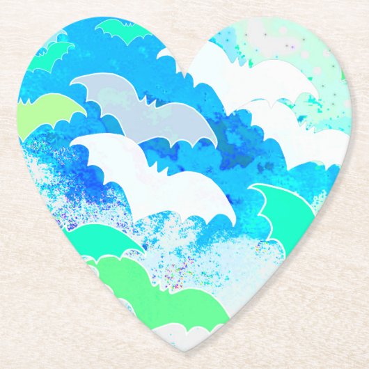 こうもりインフライトパステルブルー ペーパーコースター (正面)