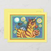 こうもりウィングゼブラ、ハロウィーンキャンディのトリックまたは処理 ポストカード (正面/裏面)