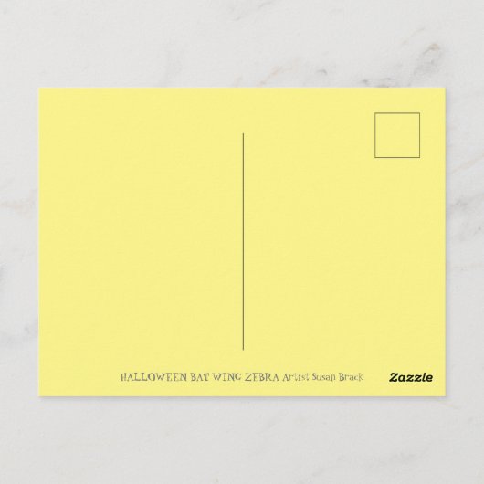 こうもりウィングゼブラ、ハロウィーンキャンディのトリックまたは処理 ポストカード (裏面)