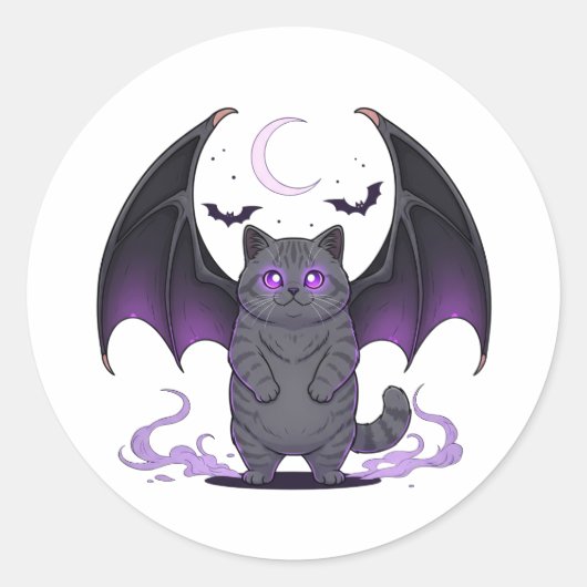 こうもりウィングブリット – British Shorthair Catハロウィーン ラウンドシール (正面)