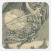 こうもりウーマンハロウィーンのカボチャのちょうちんカボッキンコーンスタームーン スクエアシール (正面)