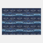 こうもりカスタムまたはバー(ユダヤ教の)バル・ミツバーネイビエレガントーブルー金ゴールド ラッピングペーパーシート (正面3)