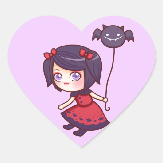 こうもりガールシール ハートシール (正面)