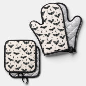 こうもりシルエット 鍋つかみ&鍋敷きセット (正面/裏面)